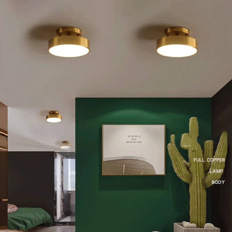 Modern LED Ceiling Light – Rotatable Copper Lamp for Living Room, Bedroom, Hallway, and Restaurant, Soft Illumination for Home Decor | Kalsten
