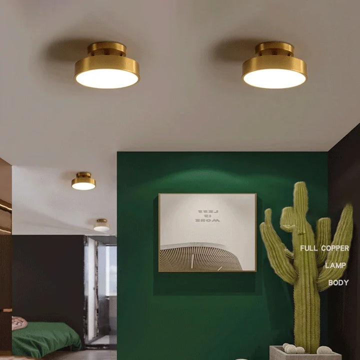 Modern LED Ceiling Light – Rotatable Copper Lamp for Living Room, Bedroom, Hallway, and Restaurant, Soft Illumination for Home Decor | Kalsten