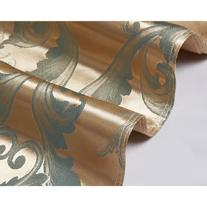 Luxurious Satin Rayon Jacquard Duvet Cover in Gold & Blue Kalsten