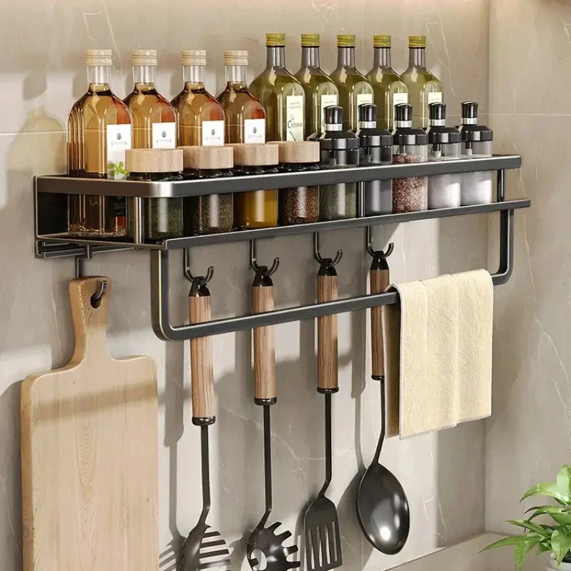 Wall-Mounted Kitchen Rack – Space-Saving and Stylish Aluminum Rack for Kitchen Utensils | Kalsten