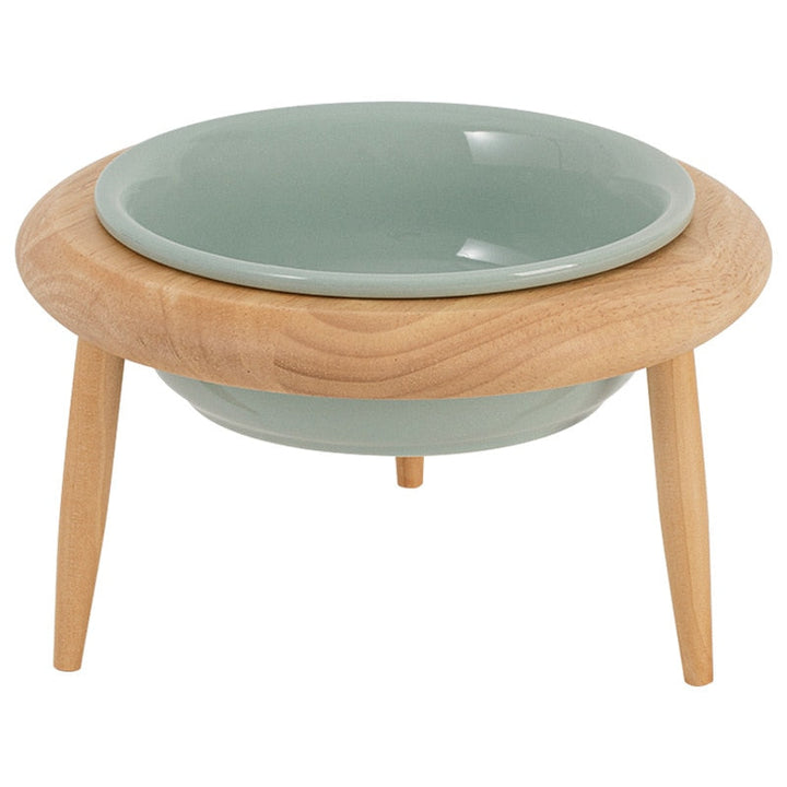 Kalsten | Misha Ceramic Elevated Cat Bowl with Wooden Stand