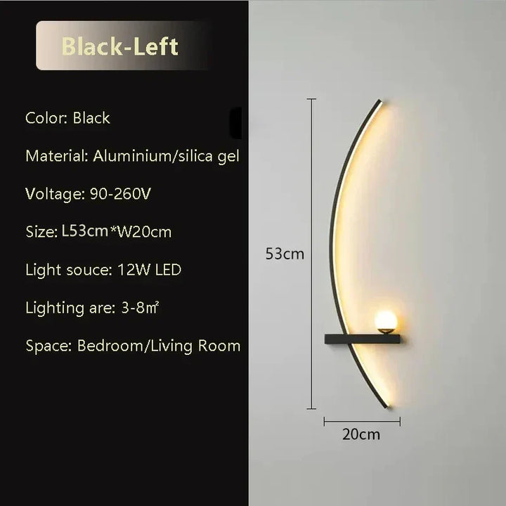 Modern LED Wall Lamp – Aluminium 53cm Long Strip Light for Bedroom, Living Room, Aisle, and Indoor Use – Dimmable with Remote Control | Kalsten