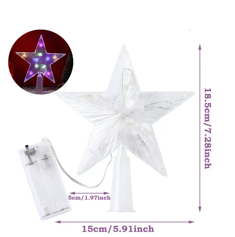 Bright Christmas Star – LED Illuminated Tree Topper for Christmas Tree, Sparkling Christmas Decoration for Festive Lighting and Elegant Decor | Kalsten