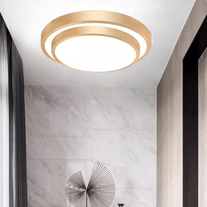 Modern LED Ceiling Light - Double Layers Round Aluminium Remote Controlled Lamp for Bedroom, Dining Room, Living Room Decor | Kalsten