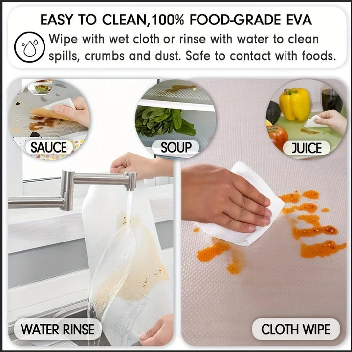Kalsten | FridgeGuard 4-piece set fridge mats | EVA material | Washable, mold resistant & anti-oil | For fridge, drawers & shelves