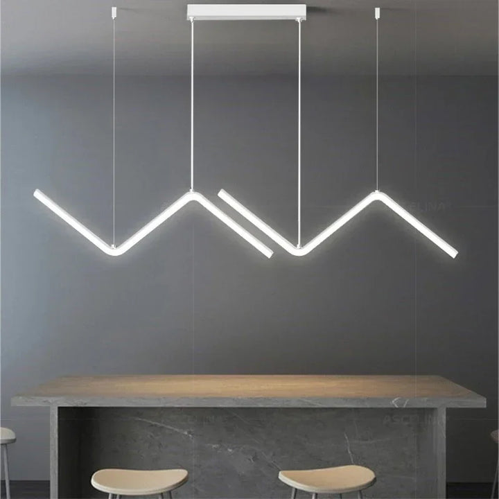 Modern LED Pendant Light – Nordic Gold Chandelier for Kitchen, Dining Room, and Restaurant, Z-Shape Design with Remote Control | Kalsten