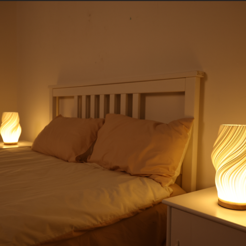 LunaSwirl | Luxury Modern Swirl LED Table Lamp – Elegant Ambient Lighting | Kalsten