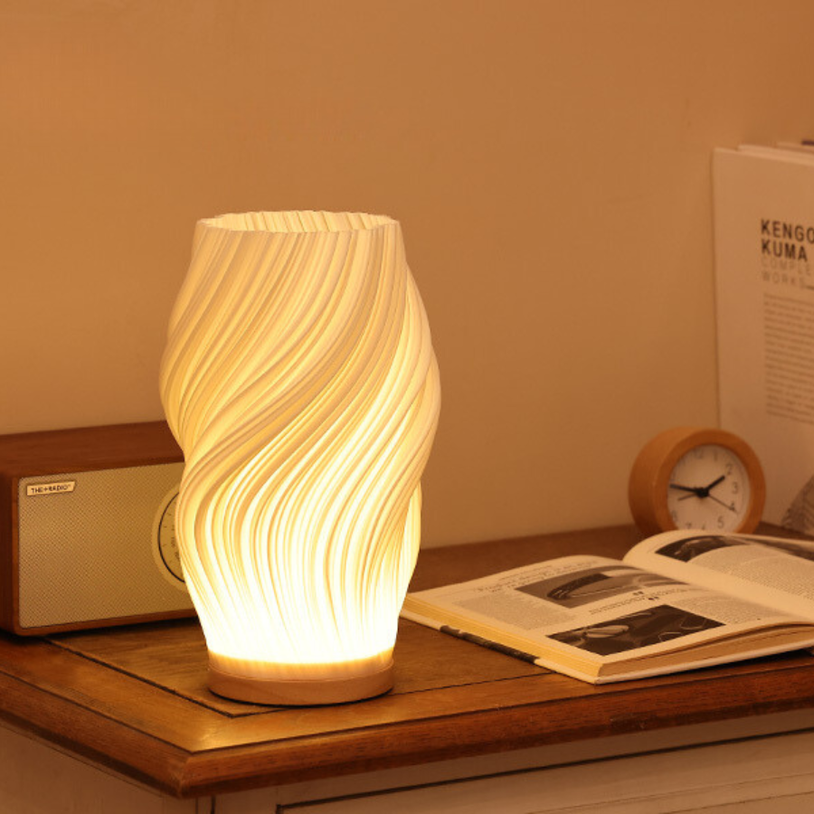 LunaSwirl | Luxury Modern Swirl LED Table Lamp – Elegant Ambient Lighting | Kalsten