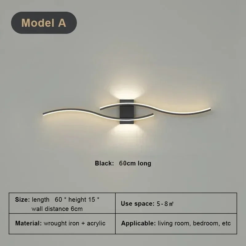 Modern Minimalist LED Strip Wall Lamp – Dimmable Wall Sconce for Living Room, Bedroom, Restaurant, and Bathroom | Kalsten