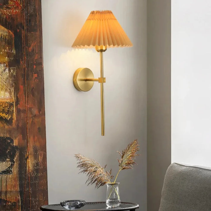 Nordic LED Wall Lamp – Modern Retro Design for Living Room, Bedroom, and Study, E27 Base, Fabric Shade, Wall-Mounted | Kalsten