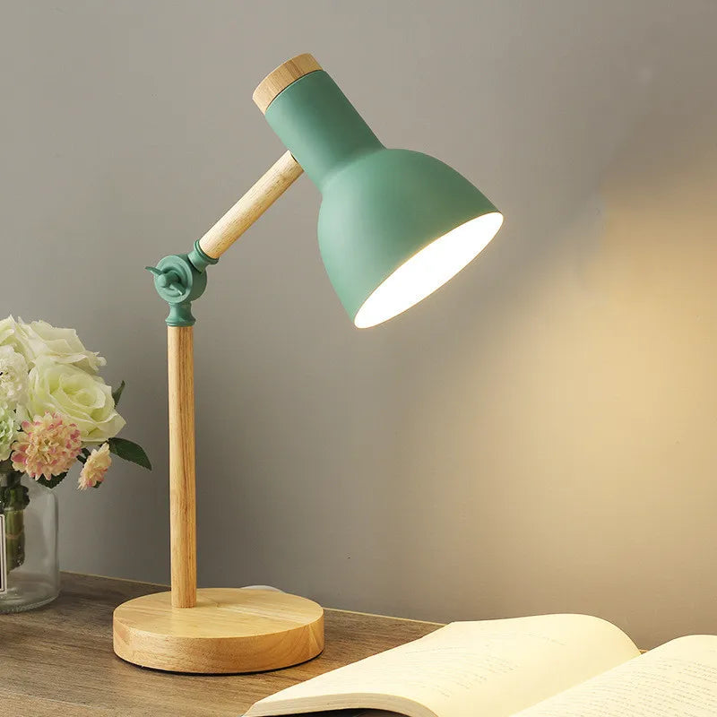 Creative Nordic Wooden Art LED Table Lamp – Adjustable Head & Eye Protection | Kalsten