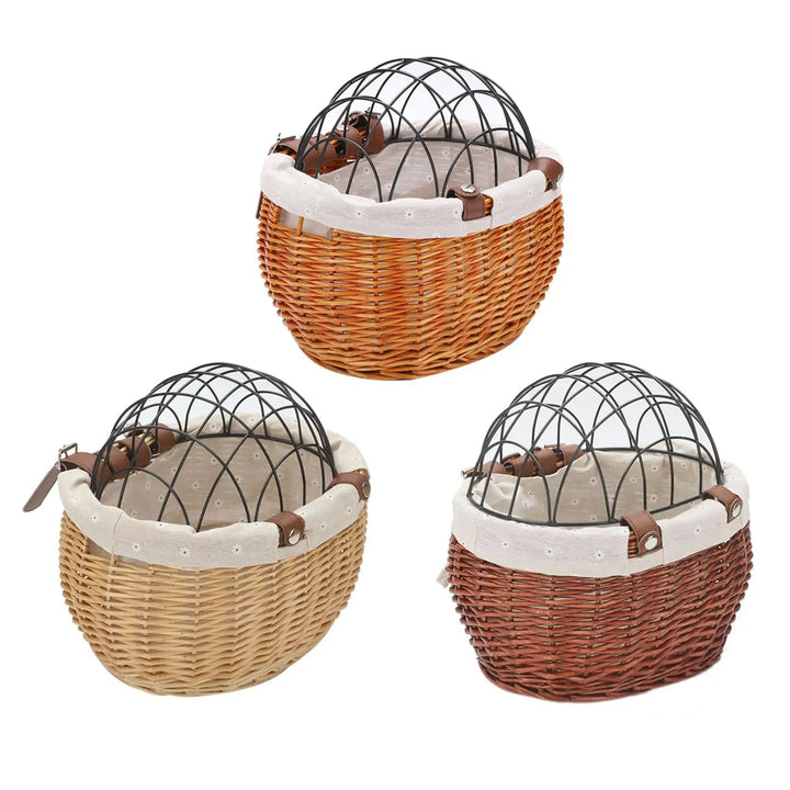 Kalsten | PawRide | Front-Mounted Wicker Dog Bike Basket – Safe, Stylish & Weatherproof