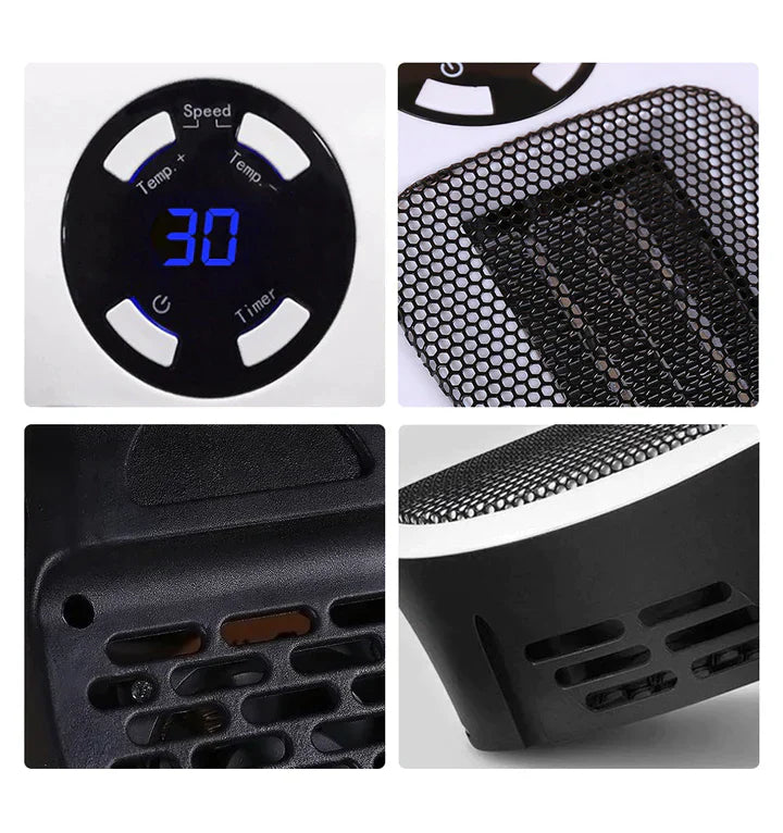 Electric heater with thermostat - Energy-efficient room heating, fast heating function, ideal for indoor use, overheat protection, compact and portable | Kalsten