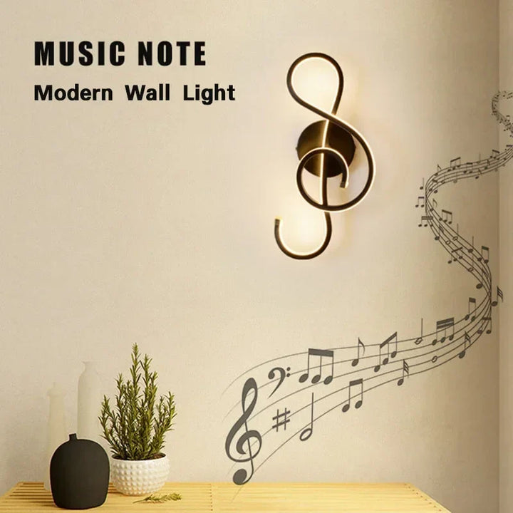 Modern LED Wall Lamp - Musical Note Wall Sconce for Bedroom, Living Room, and Study, Touch On/Off, Up & Down Light Direction, Indoor Home Decor | Kalsten