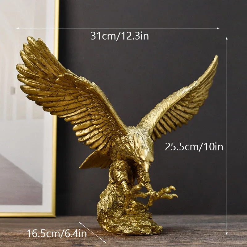 Kalsten | Resin Golden Eagle Statue Art Animal Model Collection Ornament Home Office Desk Feng Shui Decor Figures simple