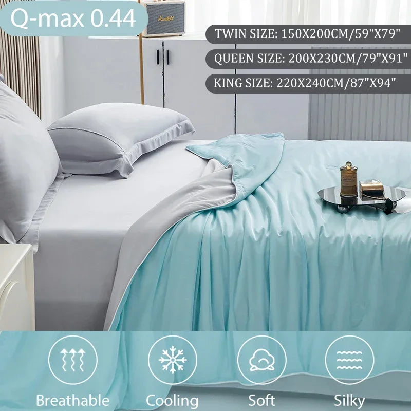 Air Condition Summer Comforter — Pure Color Ice Silk Cooling Blanket, Lightweight & Smooth Twin/King Size Quilt | Kalsten