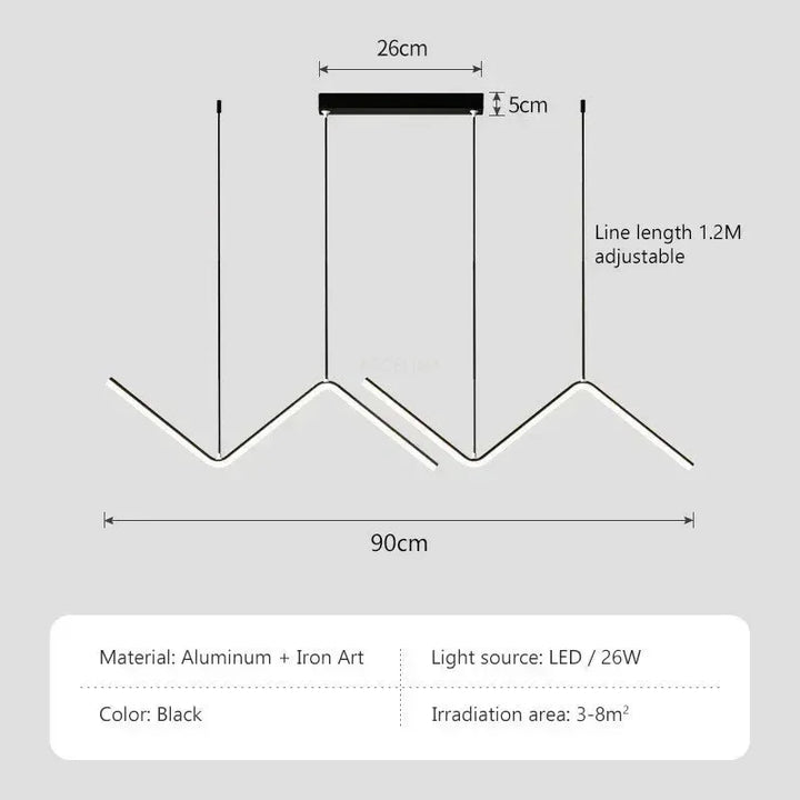Modern LED Pendant Light – 90cm 2-Head Adjustable Fixture with Remote Control, Dimmable, for Living Room, Bedroom, Hotel, and Study | Kalsten