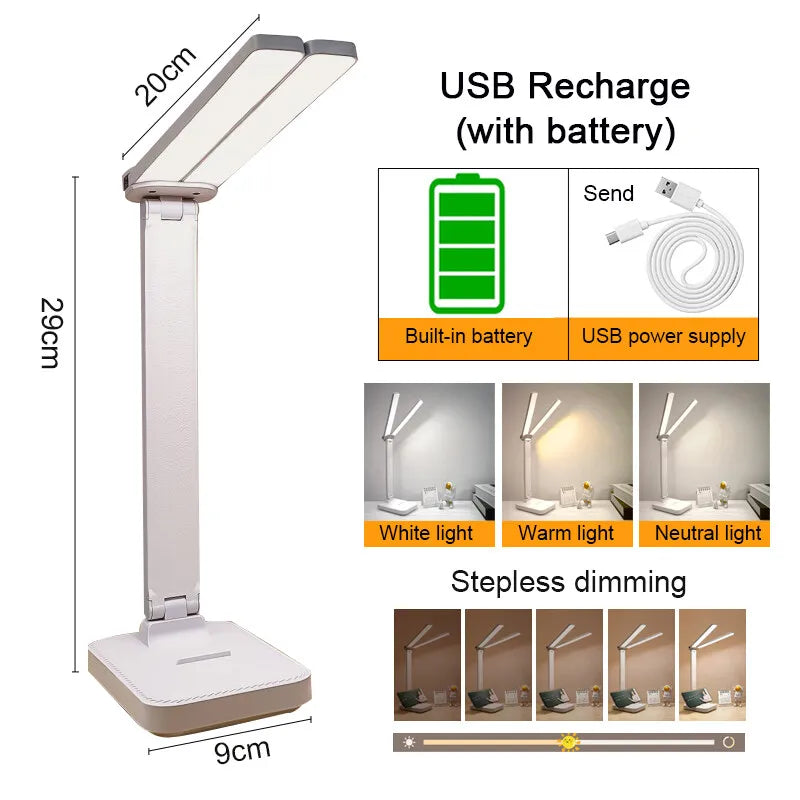Kalsten | LumiFold | LED Desk Lamp | 3 Brightness Levels & Touch Control | USB Rechargeable & Foldable