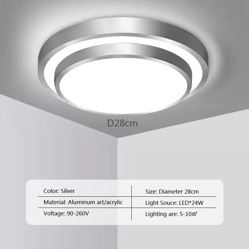 Modern LED Ceiling Light - Double Layers Round Aluminium Remote Controlled Lamp for Bedroom, Dining Room, Living Room Decor | Kalsten