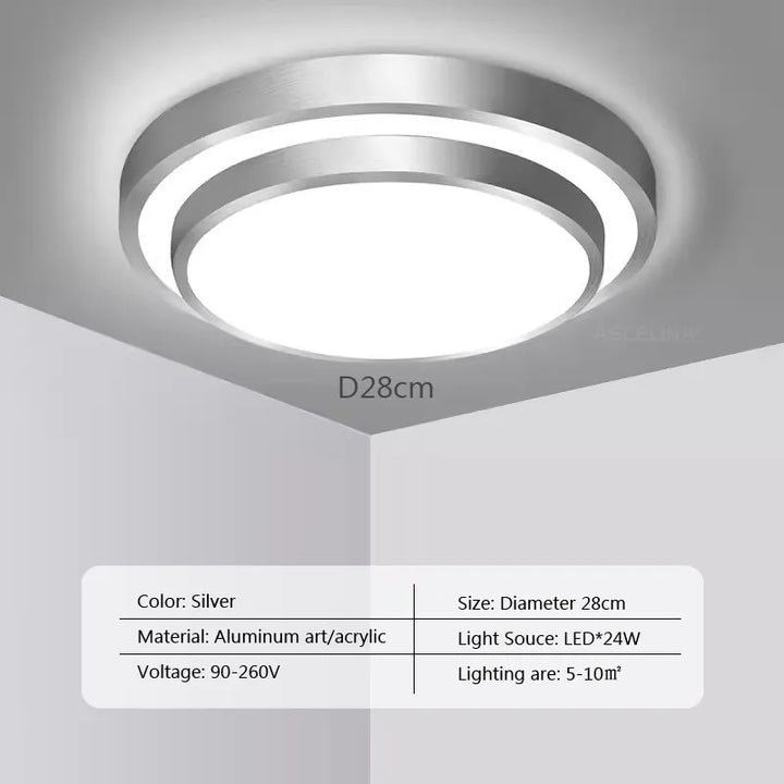 Modern LED Ceiling Light - Double Layers Round Aluminium Remote Controlled Lamp for Bedroom, Dining Room, Living Room Decor | Kalsten