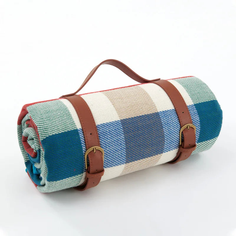 Picnic blanket waterproof with leather carrying strap | Kalsten