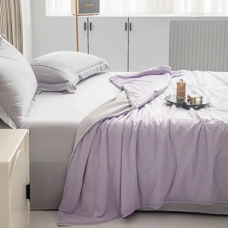 Air Condition Summer Comforter — Pure Color Ice Silk Cooling Blanket, Lightweight & Smooth Twin/King Size Quilt | Kalsten