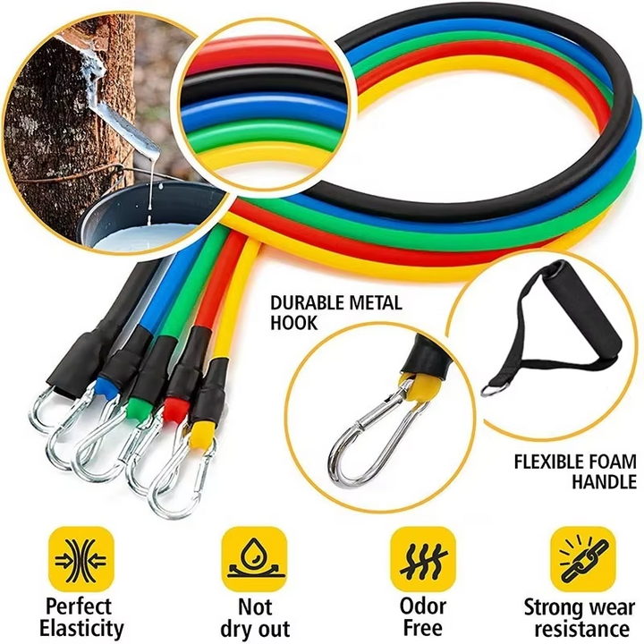 Kalsten | 11-Piece TPE Resistance Band Set with Handles, Door Anchor, Ankle Straps, Carry Bag