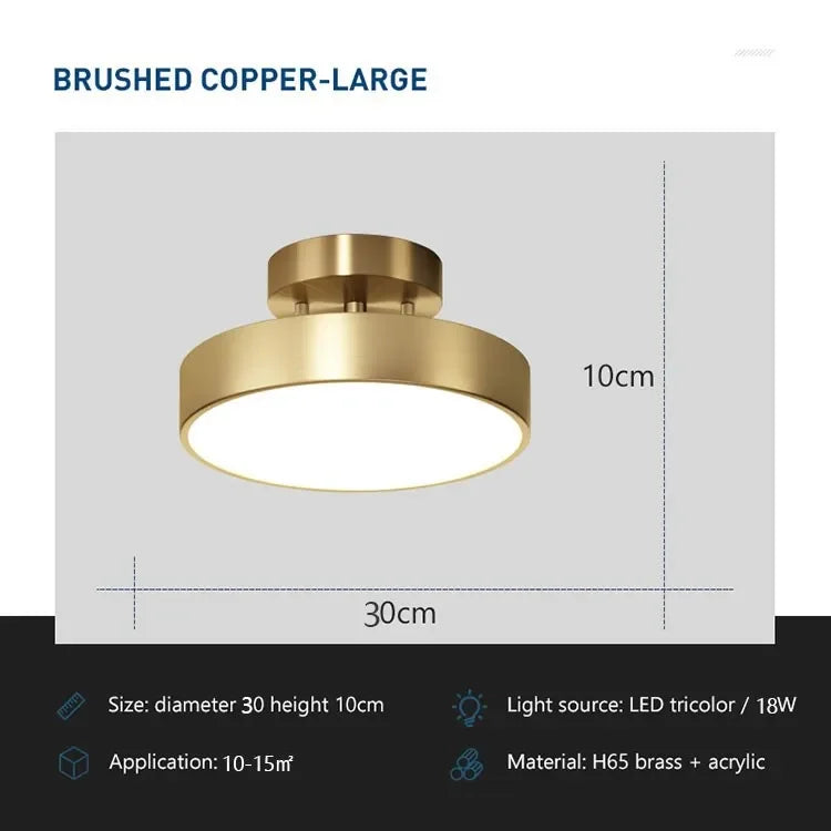 Modern LED Ceiling Light – Nordic Copper Design for Bedroom, Living Room, Dining Room, and Corridor | Kalsten