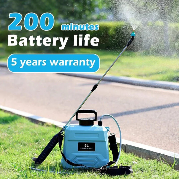 Kalsten | SPRAYMATE Pro Battery Pressure Sprayer | 5 L Shoulder Spray Bottle | USB Charging & Adjustable Nozzle | For Garden, Cleaning & Weed Control