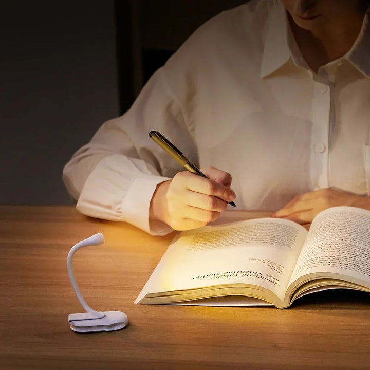 Kalsten | Mini Book Light - Portable Clip-On Night Light with USB Charging, Dimmable LED for Bedroom, Eye Protection, and Camping - 360° Flip Clip Book Lamp