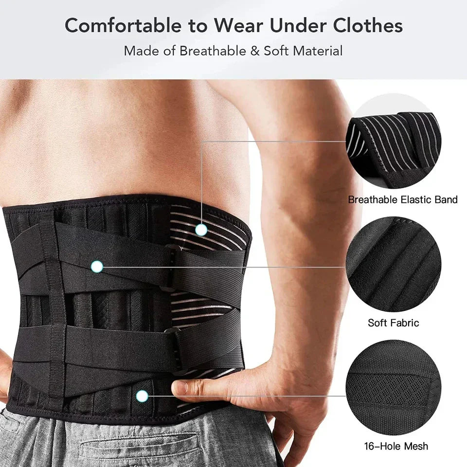 Kalsten | Back Support Belt OrthoFlexa | 360° Lumbar Support with Memory Aluminum & Steel Springs | Breathable & Invisible under Clothing