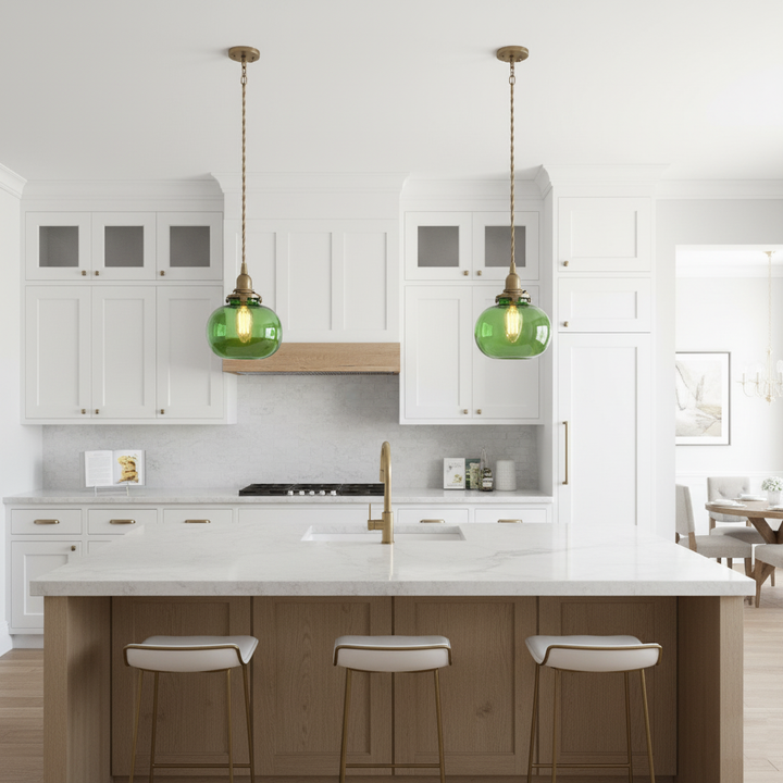 Pendant Light Glass 5.1 in Adjustable Living Room Bedroom Bathroom Hanging Ceiling Lamp Retro Style | Kalsten