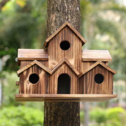 BosNest Wooden Birdhouse with 6 Entrances for the Garden | Kalsten