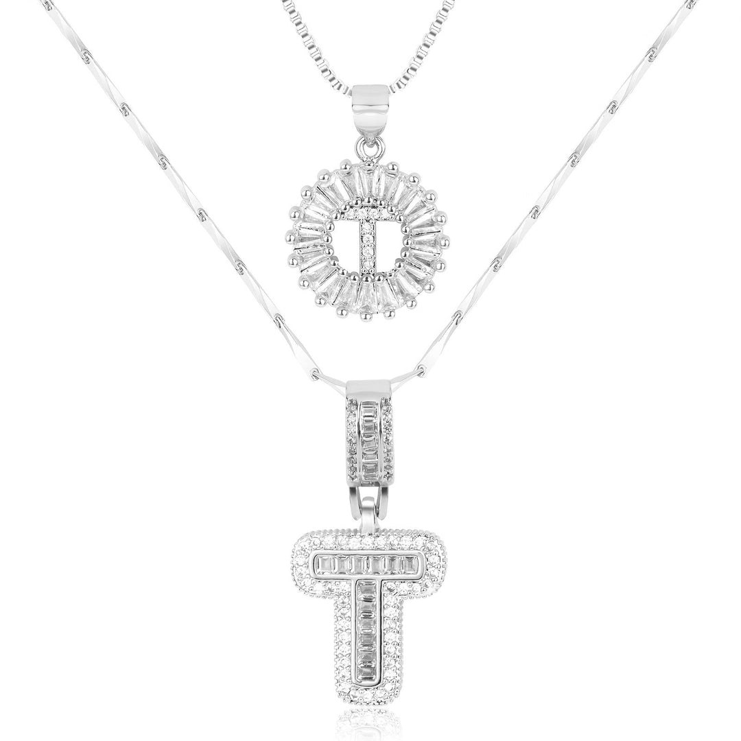 Kalsten | 2pc 14k Diamond Letter Initial Necklaces