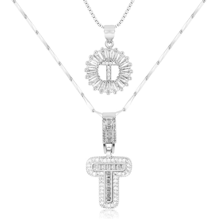 Kalsten | 2pc 14k Diamond Letter Initial Necklaces
