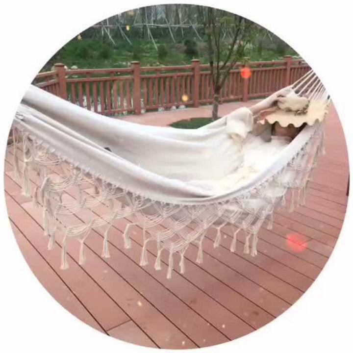 Kalsten | Quast Hammock Double Canvas Hammock Outdoor Indoor Photography Props, Specification: 200x150cm White
