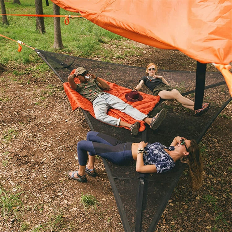 Kalsten | 2.8 m Family Outdoor Portable Air Tent Multi-Person Camping Triangle Hammock (Black)