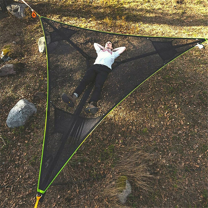 Kalsten | 2.8 m Family Outdoor Portable Air Tent Multi-Person Camping Triangle Hammock (Black)