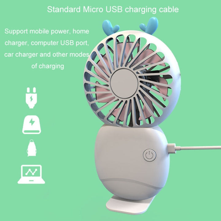 Summer Cartoon Pocket Handheld Stand Fan Rechargeable Silent Mini Fan(Green) | Kalsten