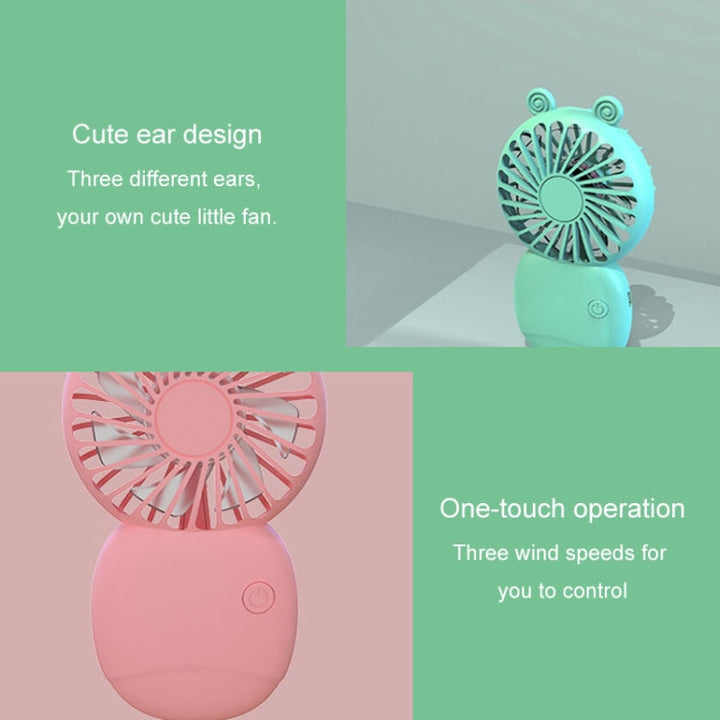 Summer Cartoon Pocket Handheld Stand Fan Rechargeable Silent Mini Fan(Green) | Kalsten