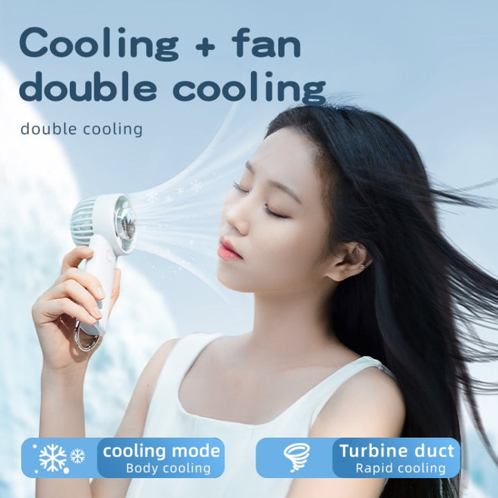 Outdoor Handheld Ice Air Conditioning Fan Astronaut Night Light Semiconductor Cooling Fan(Light Blue) | Kalsten