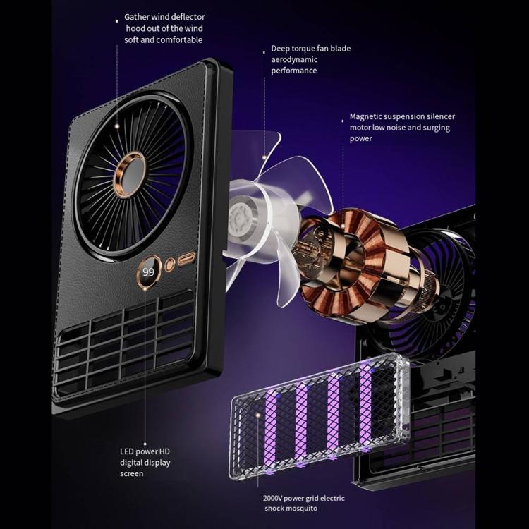 2-in-1 Household Electric Fan Mosquito Killer Lamp LED Digita lDesktop Fan, Color: Plug-in Black | Kalsten