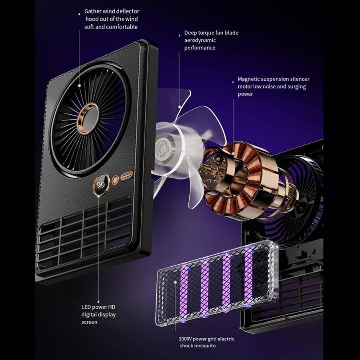 2-in-1 Household Electric Fan Mosquito Killer Lamp LED Digita lDesktop Fan, Color: Plug-in Black | Kalsten