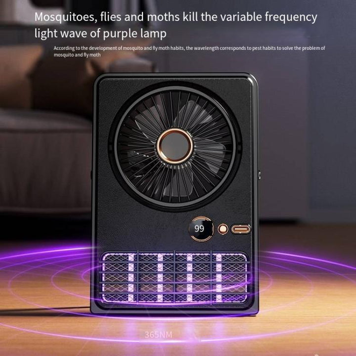 2-in-1 Household Electric Fan Mosquito Killer Lamp LED Digita lDesktop Fan, Color: Plug-in Black | Kalsten
