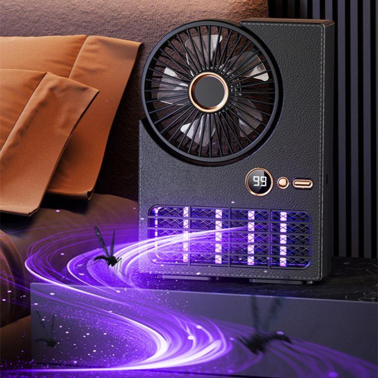 2-in-1 Household Electric Fan Mosquito Killer Lamp LED Digita lDesktop Fan, Color: Plug-in Black | Kalsten