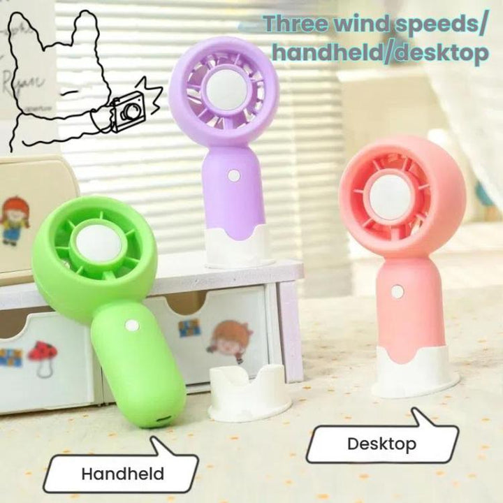 Handheld Rechargeable Fan Outdoor Camping Cooling Fan With Phone Holder Base(Green) | Kalsten