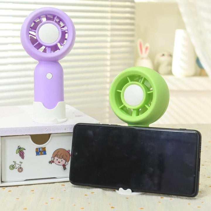 Handheld Rechargeable Fan Outdoor Camping Cooling Fan With Phone Holder Base(Green) | Kalsten