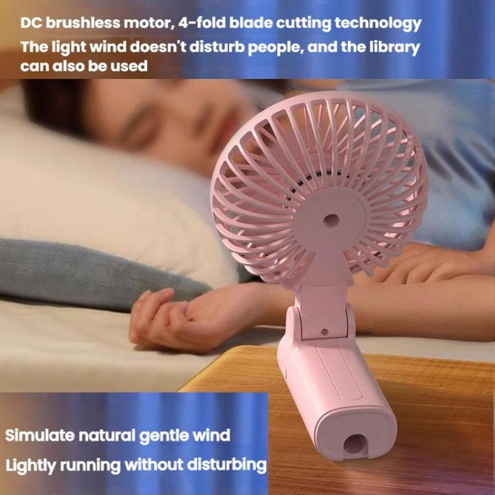 Folding Hanging Umbrella Fan USB Handheld Portable Umbrella Clip Fan Compact Desktop Fan(Pink) | Kalsten