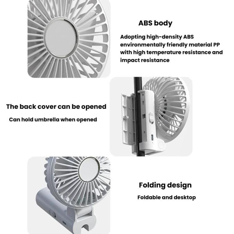 Folding Hanging Umbrella Fan USB Handheld Portable Umbrella Clip Fan Compact Desktop Fan(Pink) | Kalsten