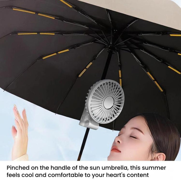 Folding Hanging Umbrella Fan USB Handheld Portable Umbrella Clip Fan Compact Desktop Fan(Pink) | Kalsten